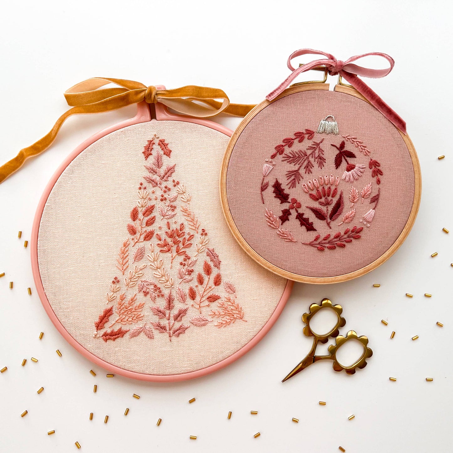 Pink Christmas Tree Embroidery Kit