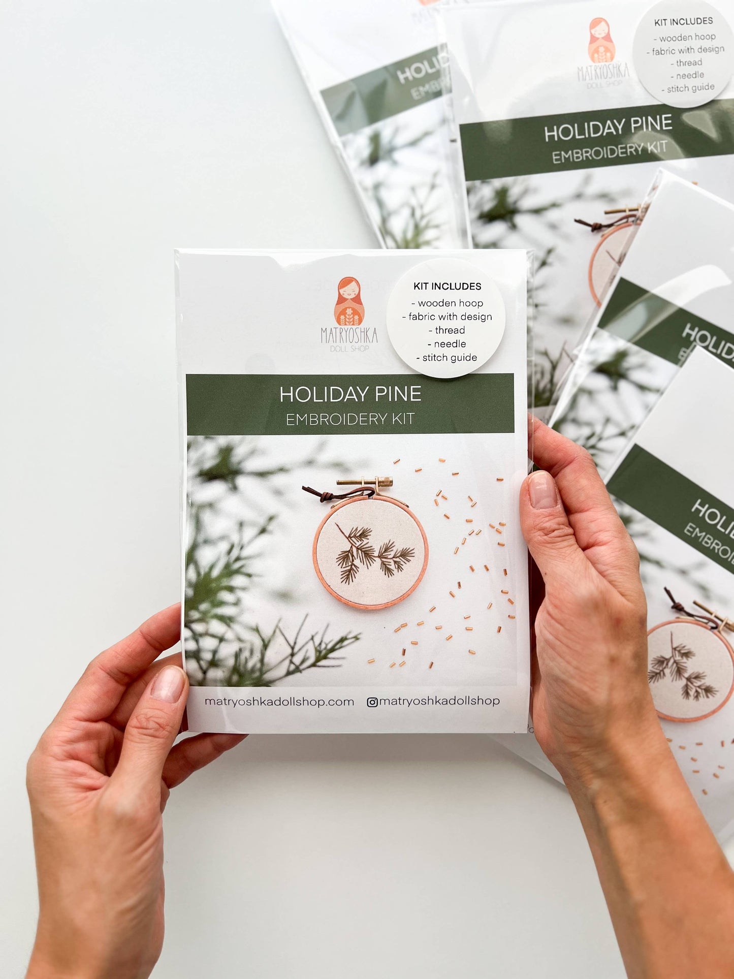 Christmas Pine embroidery kit, Christmas ornament kit DIY