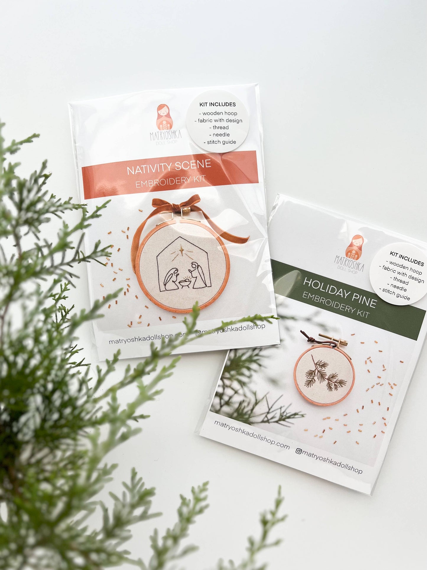 Christmas Pine embroidery kit, Christmas ornament kit DIY