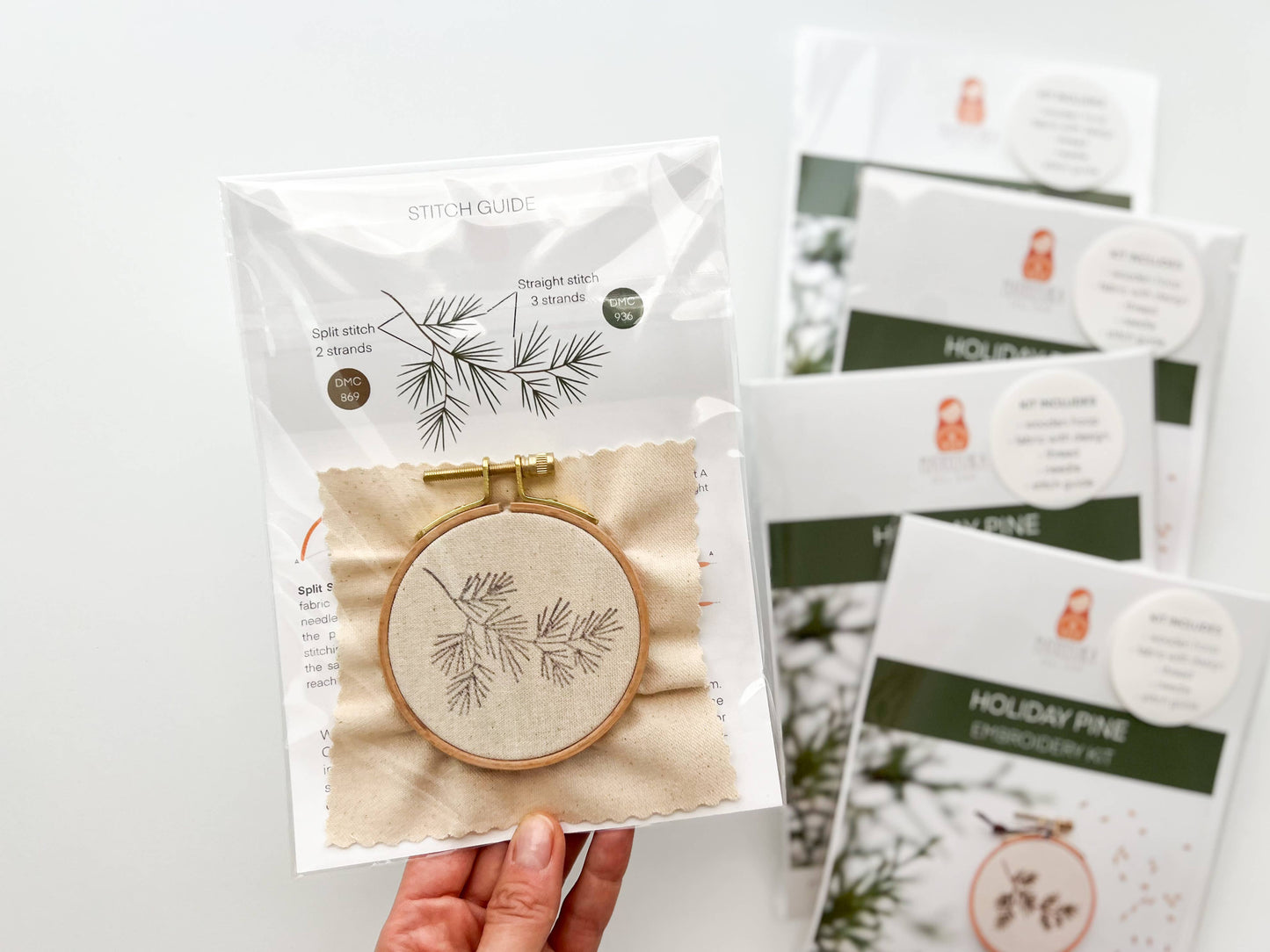 Christmas Pine embroidery kit, Christmas ornament kit DIY