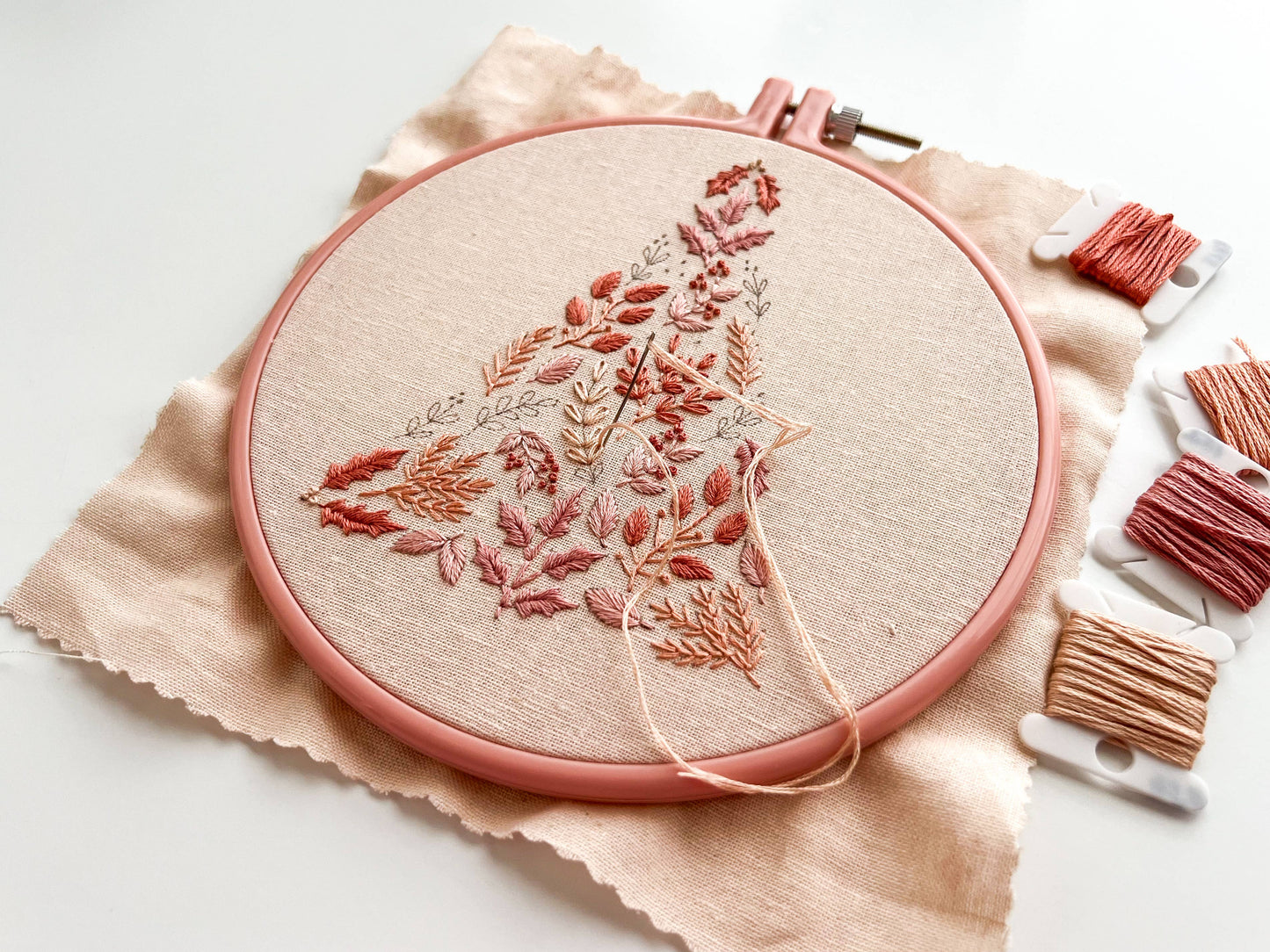 Pink Christmas Tree Embroidery Kit