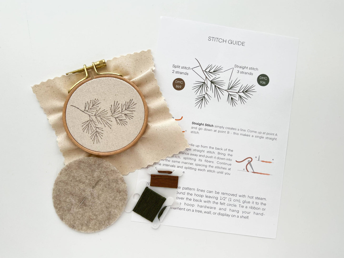 Christmas Pine embroidery kit, Christmas ornament kit DIY