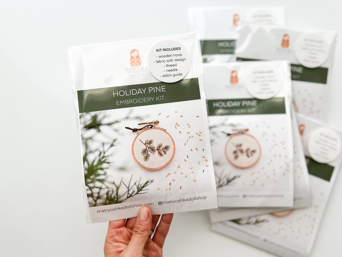 Christmas Pine embroidery kit, Christmas ornament kit DIY