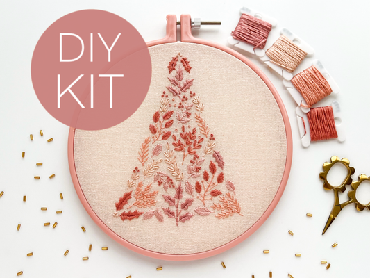 Pink Christmas Tree Embroidery Kit