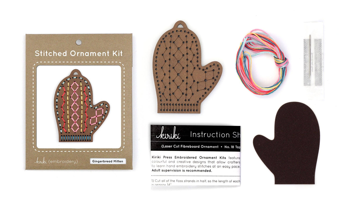 Gingerbread Mitten - DIY Stitched Ornament Kit